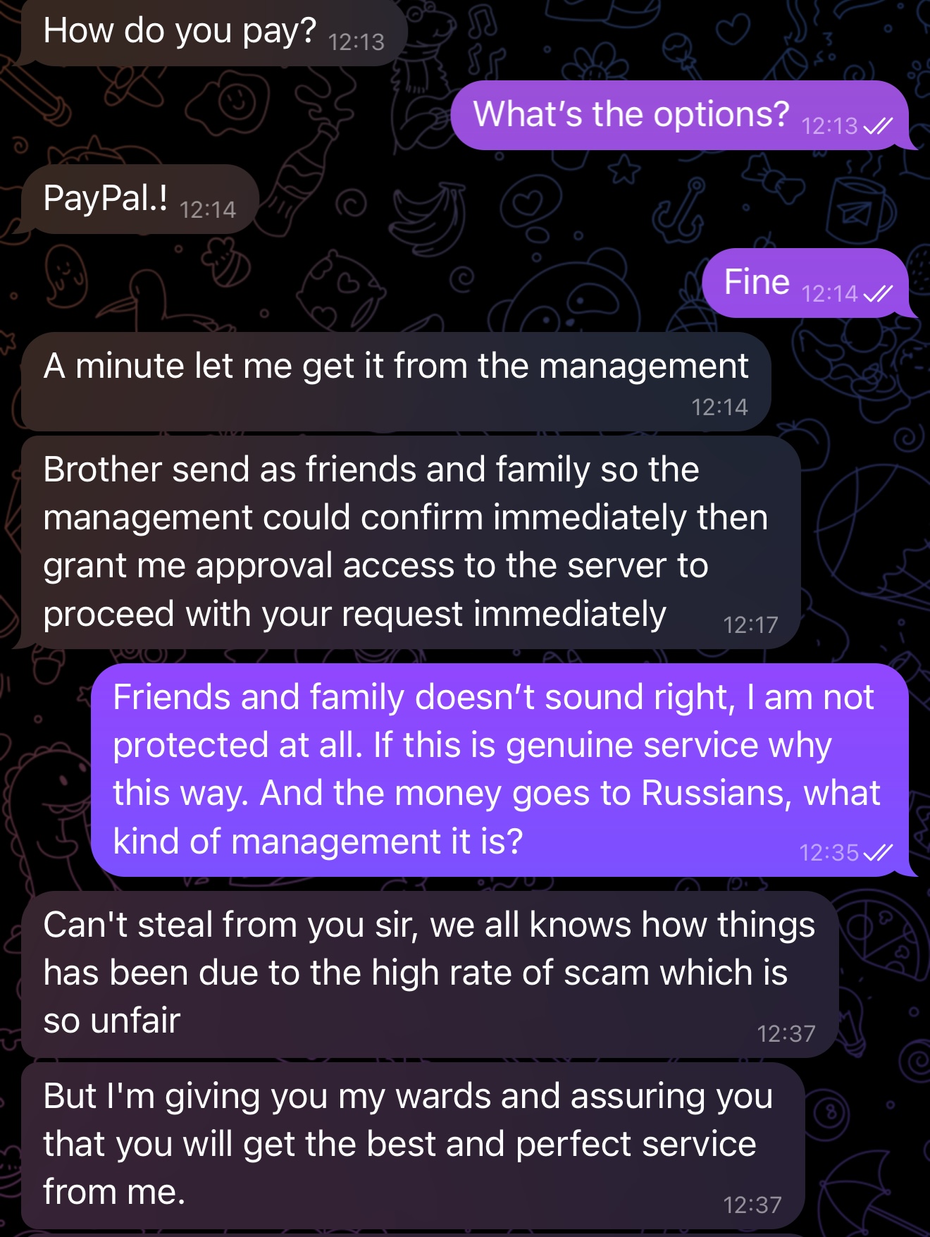 Driver Down Under scammer PayPal Screenshot