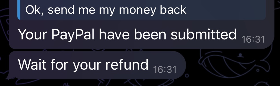 Refund Request Screenshot