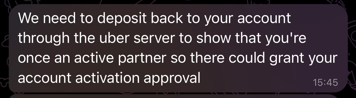 Uber Server Payment Request Screenshot