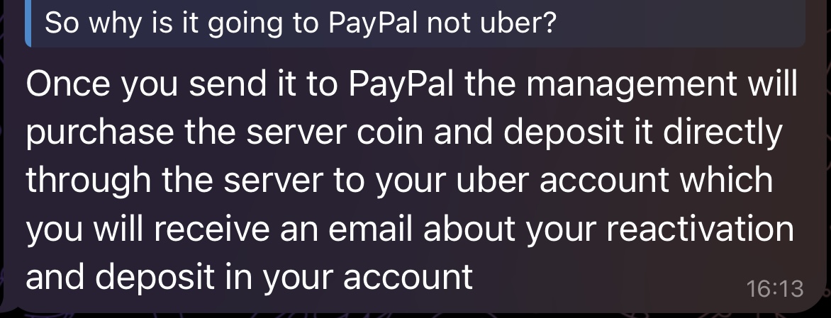 Uber Payment Screenshot