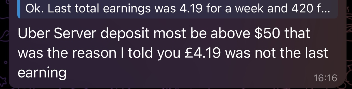 Uber Earnings Screenshot